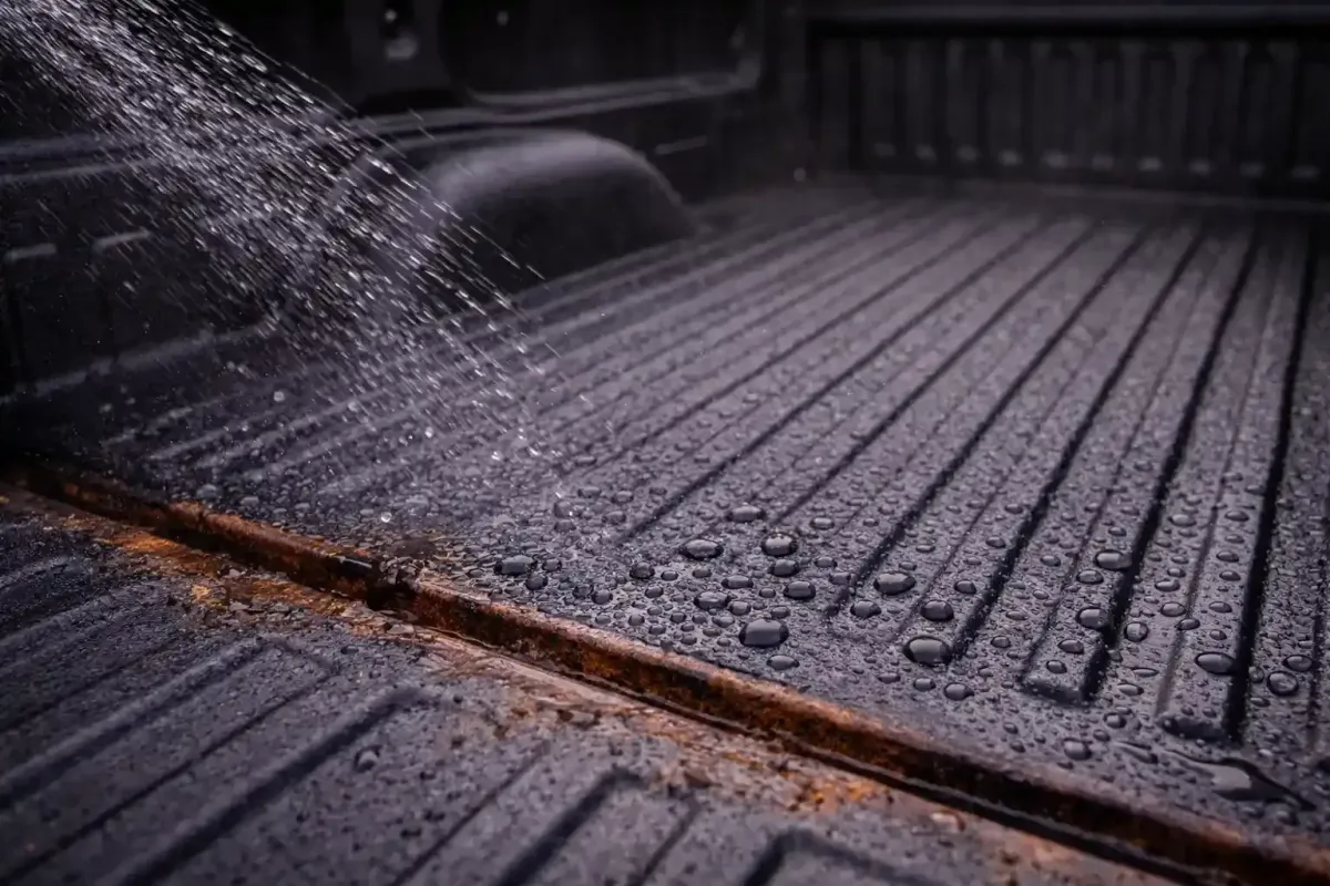 spray in bed liner preventing rust and corrosion with water resistant truck bed coating
