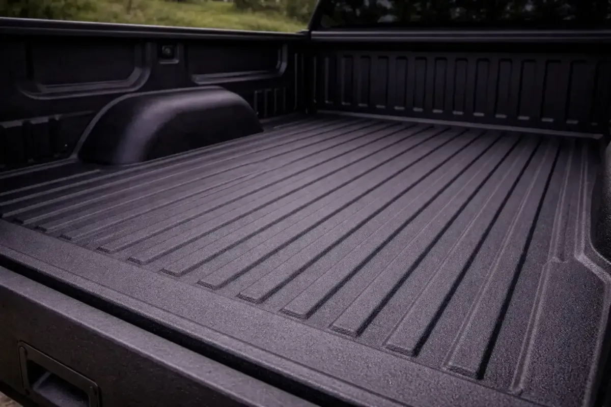 spray in bed liner with clean textured finish improving truck bed appearance and protection