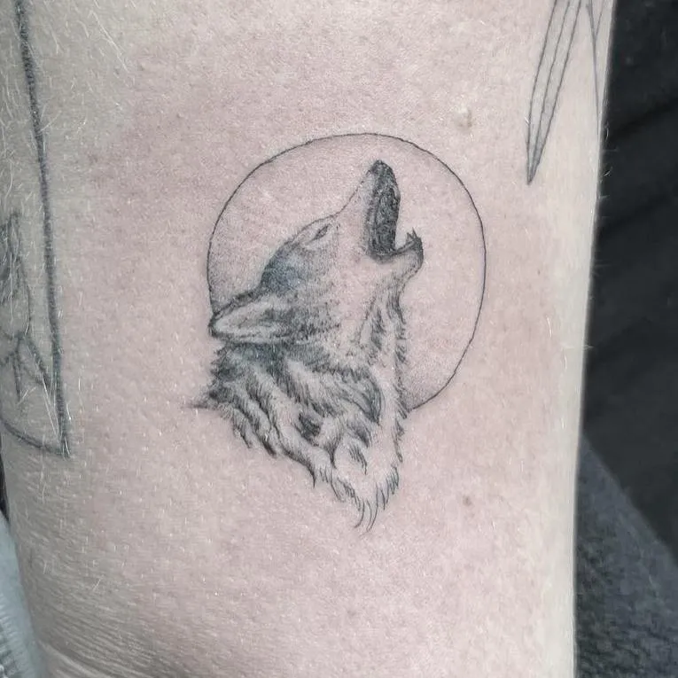 Cowboy puppy tattoo fine line Micro realism