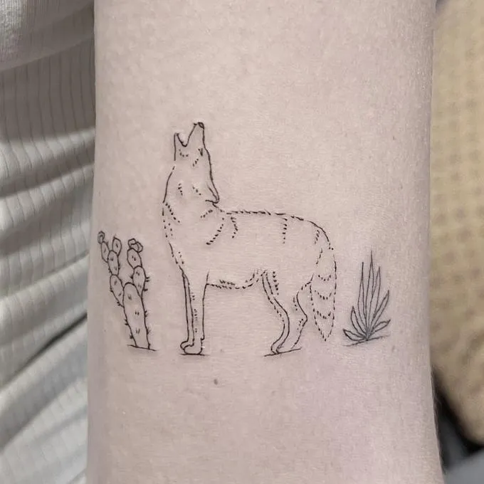 Cowboy puppy tattoo fine line Micro realism