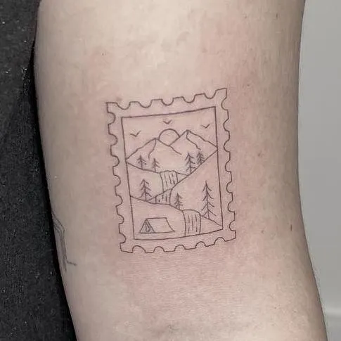 Cowboy hat and the desert tattoo fine line