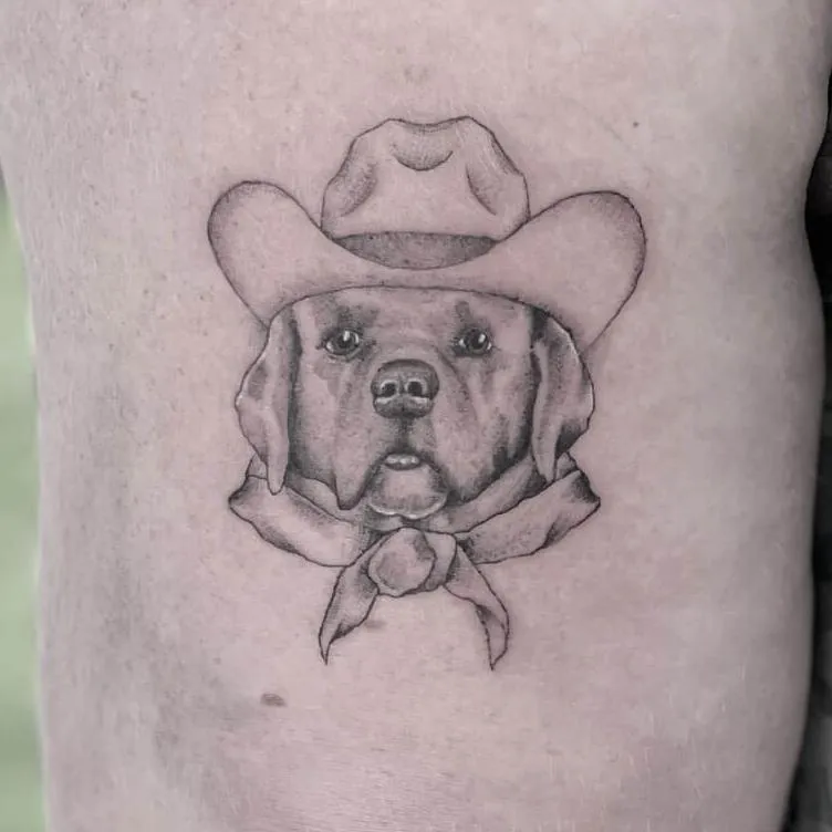 Detailed Horse with a flower tattoo fine line