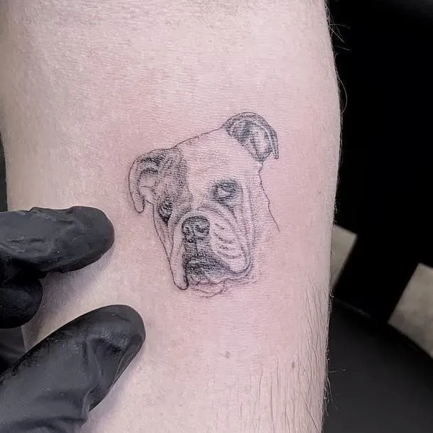 Smoking skeleton fine line tattoo on arm 