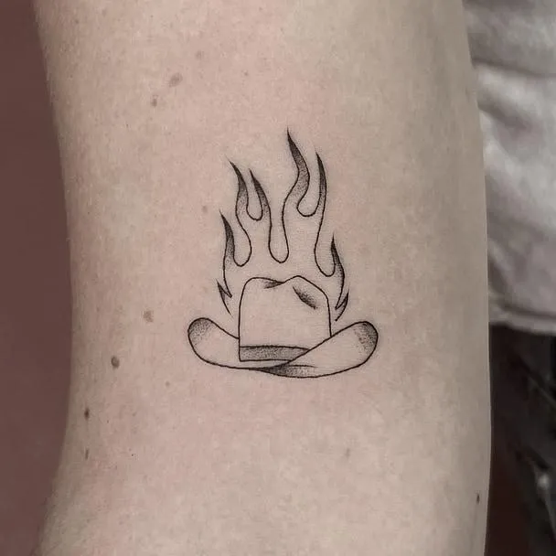 Cowboy puppy tattoo fine line Micro realism