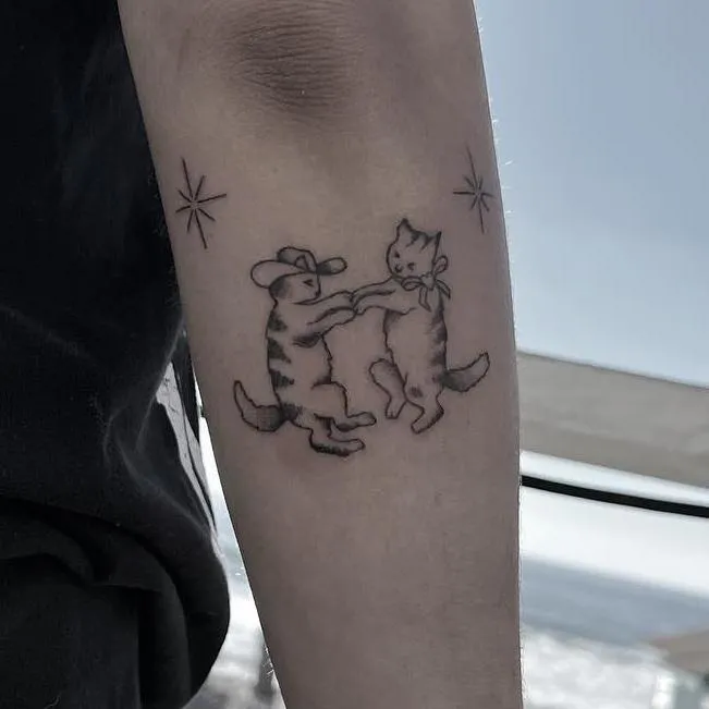 Detailed Horse with a flower tattoo fine line