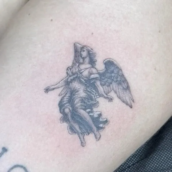 Cowboy puppy tattoo fine line Micro realism