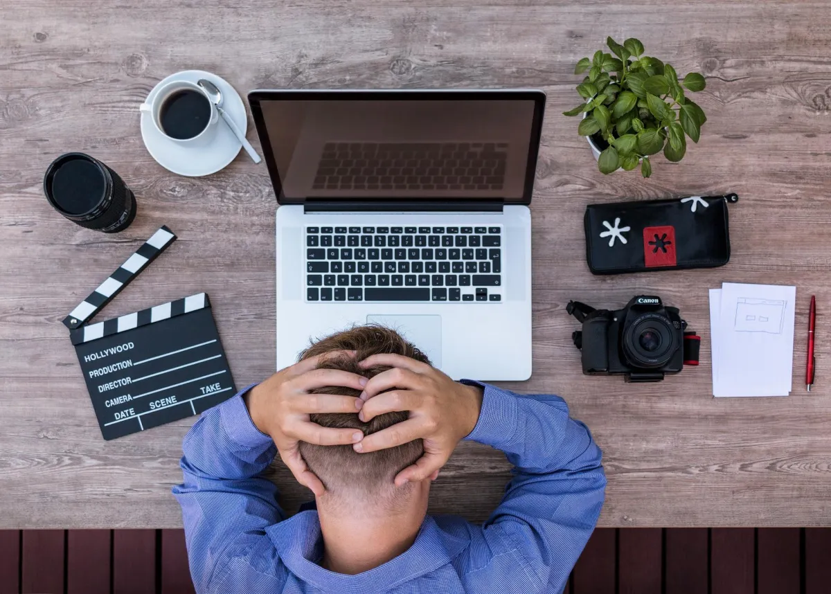 frustrated person in front of computer