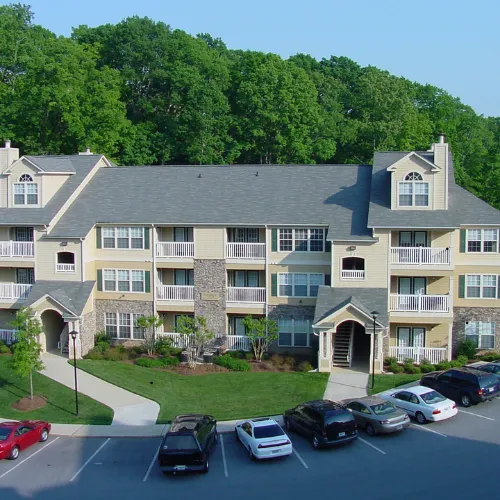 An overheadview of an apartment complex