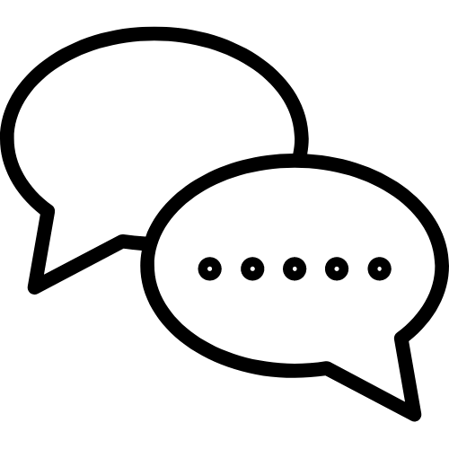 A black outline of two chat boxes 