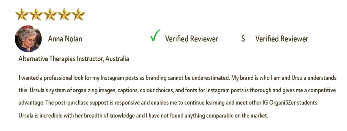 Verified Reviewer - Anna Nolan, Alternative Therapies Instructor, Australia