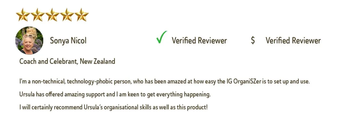 Verified Reviewer - Sonya Nicol, Coach and Celebrant, NewZealand