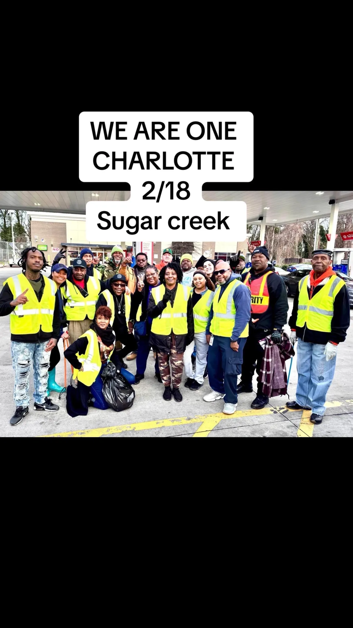 We Are One Charlotte Community Clean-Up on Sugar Creek & Reagan Rd at 7Eleven, Charlotte Group Picture Feb 18, 2025 