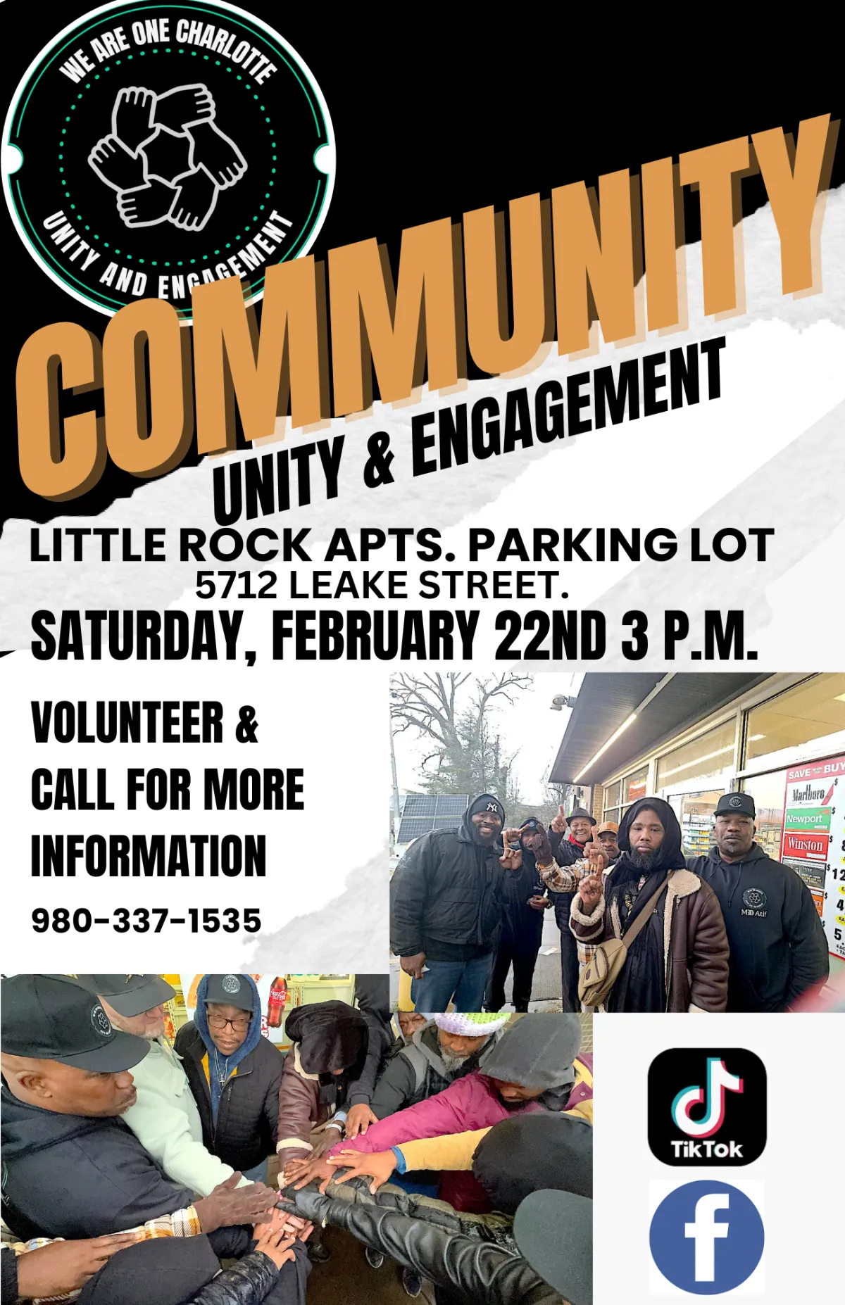 We Are One Charlotte Community Engagement Flyer for Feb 22nd, 2025