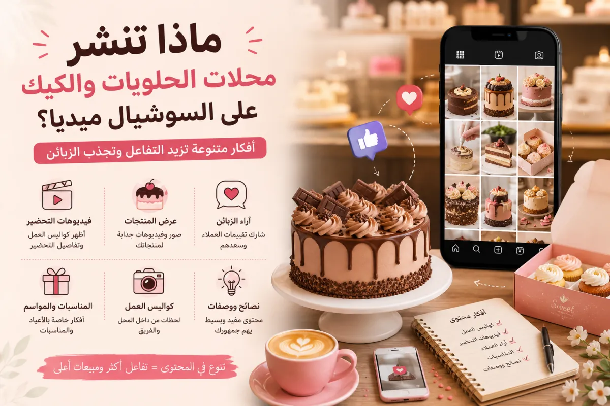 ماذا تنشر محلات الحلويات والكيك؟ 5 أفكار محتوى تخطف الأنظار في 2026 🧁✨