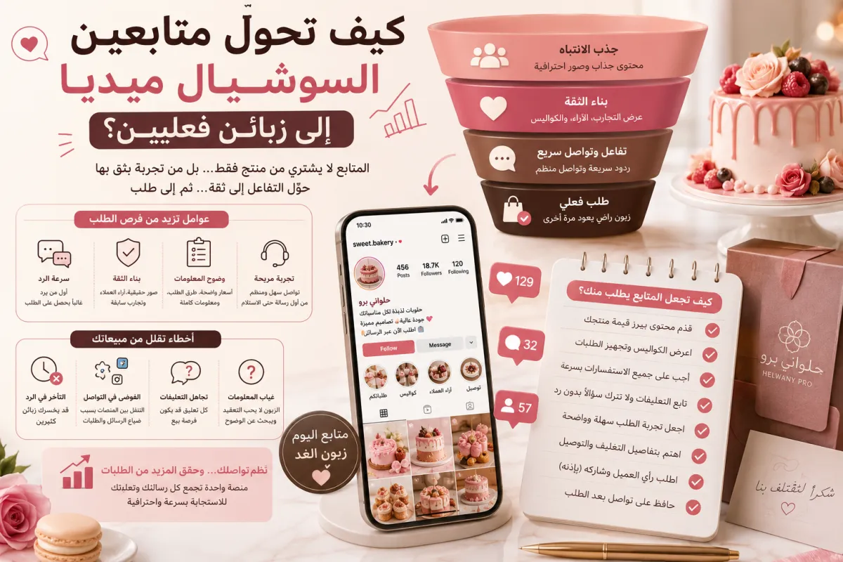 كيف تحول متابعي السوشيال ميديا إلى زبائن لمحلات الحلويات؟ 🧁📈