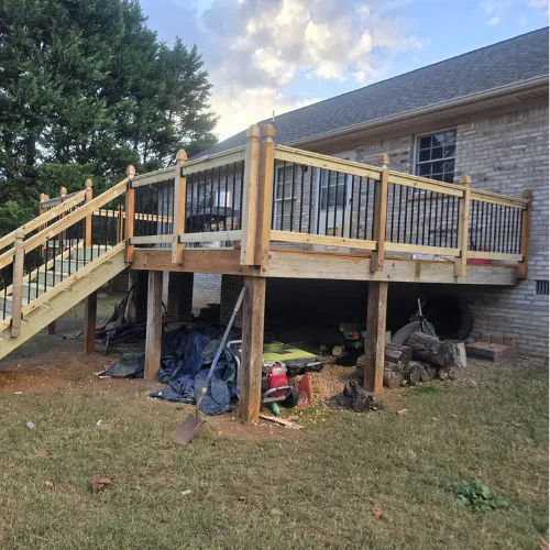 Wood deck installation project for a home in Chapel Hill, NC
