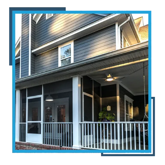 Outdoor living enclosure with comfortable seating for relaxing evening use