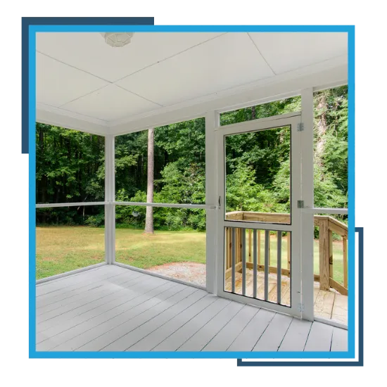 Completed screen porch installation in Durham, NC with clean lines and open outdoor comfort