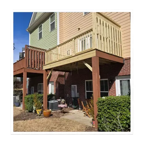 Newly constructed deck and screened porch addition in Durham, NC