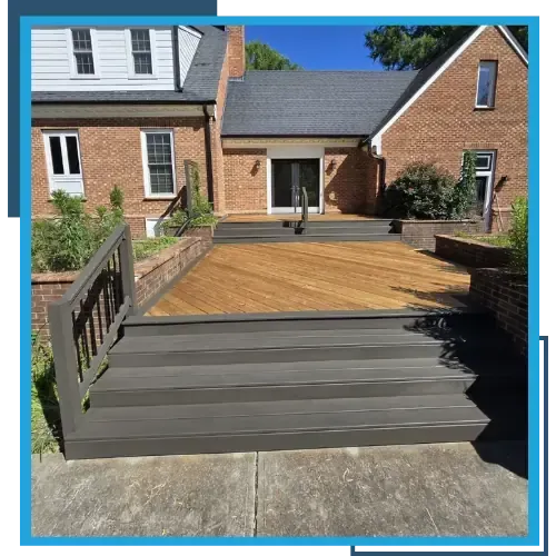 Newly constructed deck and home renovation in Durham, NC.