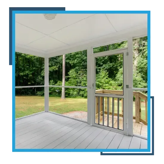 Completed screen porch installation in Durham, NC with clean lines and open outdoor comfort