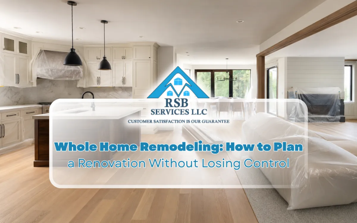 Whole home remodeling project updating several connected living spaces