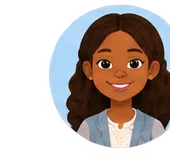[ILLUSTRATION ADO] Cartoon avatar of a smiling teenage girl with dark hair wearing a light jacket over a blue shirt, on a light blue circular background.