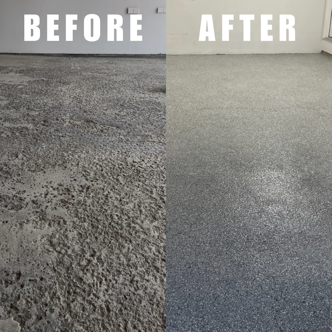Before and After Rochester NY Epoxy Garage Floor