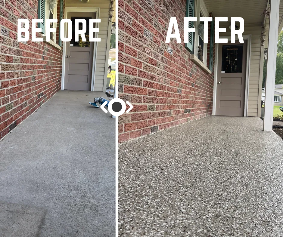 Before and After Rochester NY Epoxy Porch Floor
