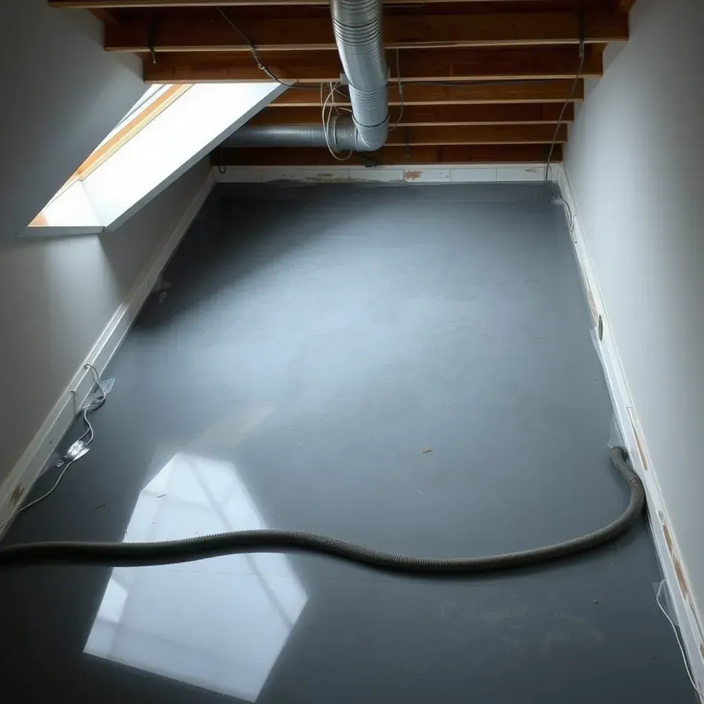 Water damage restoration in Raleigh, NC showing warped floors, damp drywall, drying equipment, and sealed-off damaged areas.