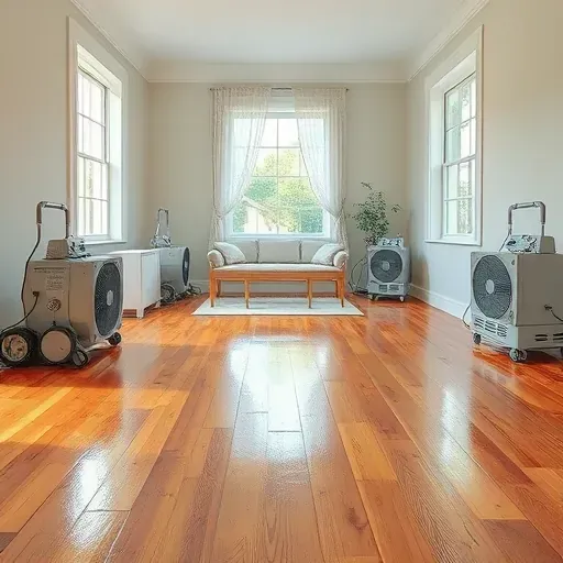 Water damage restoration in Coats, NC: clean, restored home interior with moisture tools, fresh walls, and bright, organized space.