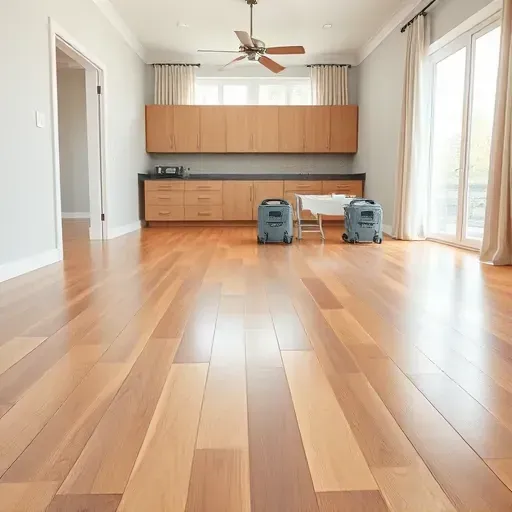 Restored Selma, NC living room with new hardwood, drywall, and bright natural light showcasing water damage repair.