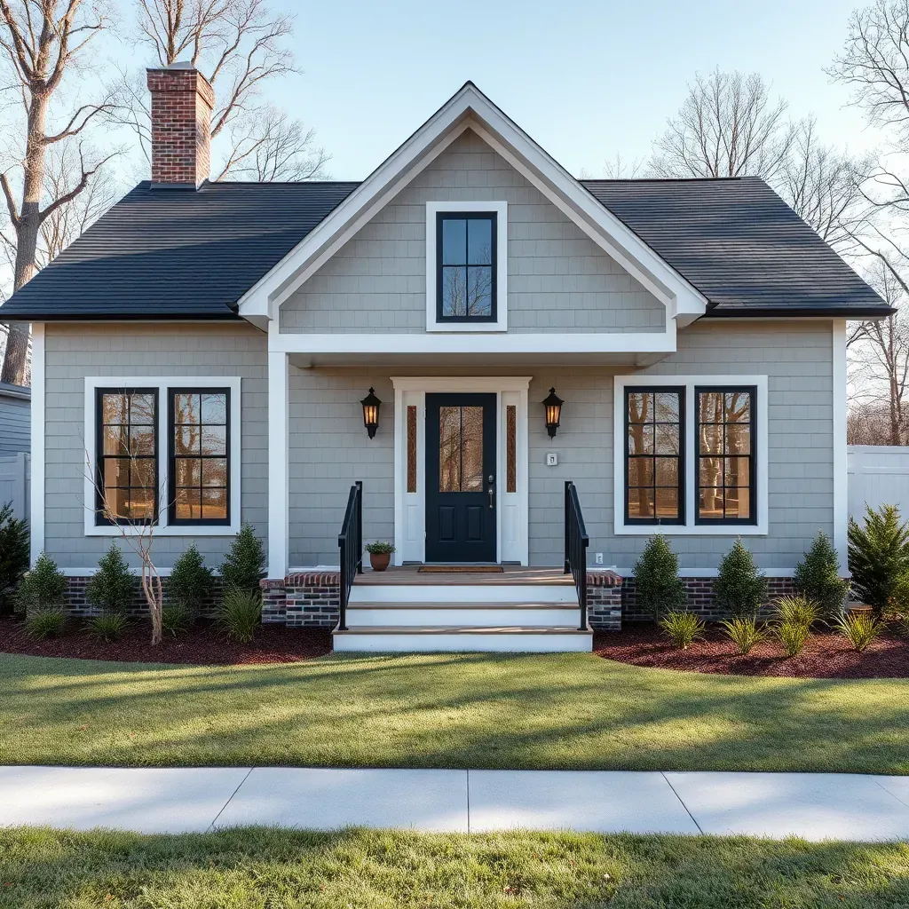 Detailed depiction of Raleigh, NC home additions showing blending modern and traditional styles with landscaping and neighborhood scenery.