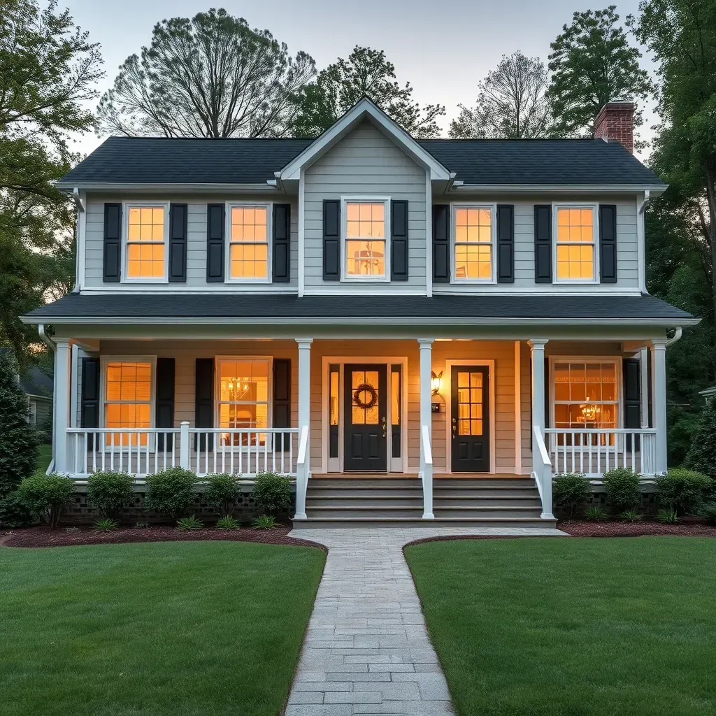Home remodeling in Garner, NC; updated home exterior, landscaping, construction tools, and renovated suburban house.