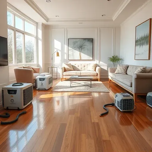 Water damage restoration scene in Butner, NC featuring cleaned, repaired interior with polished floors, painted walls, and organized decor.