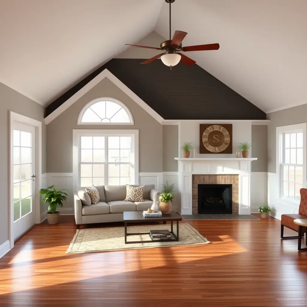 Renovated Louisburg, NC home with white siding, dark shutters, bright porch, lush landscaping, under a blue sky.