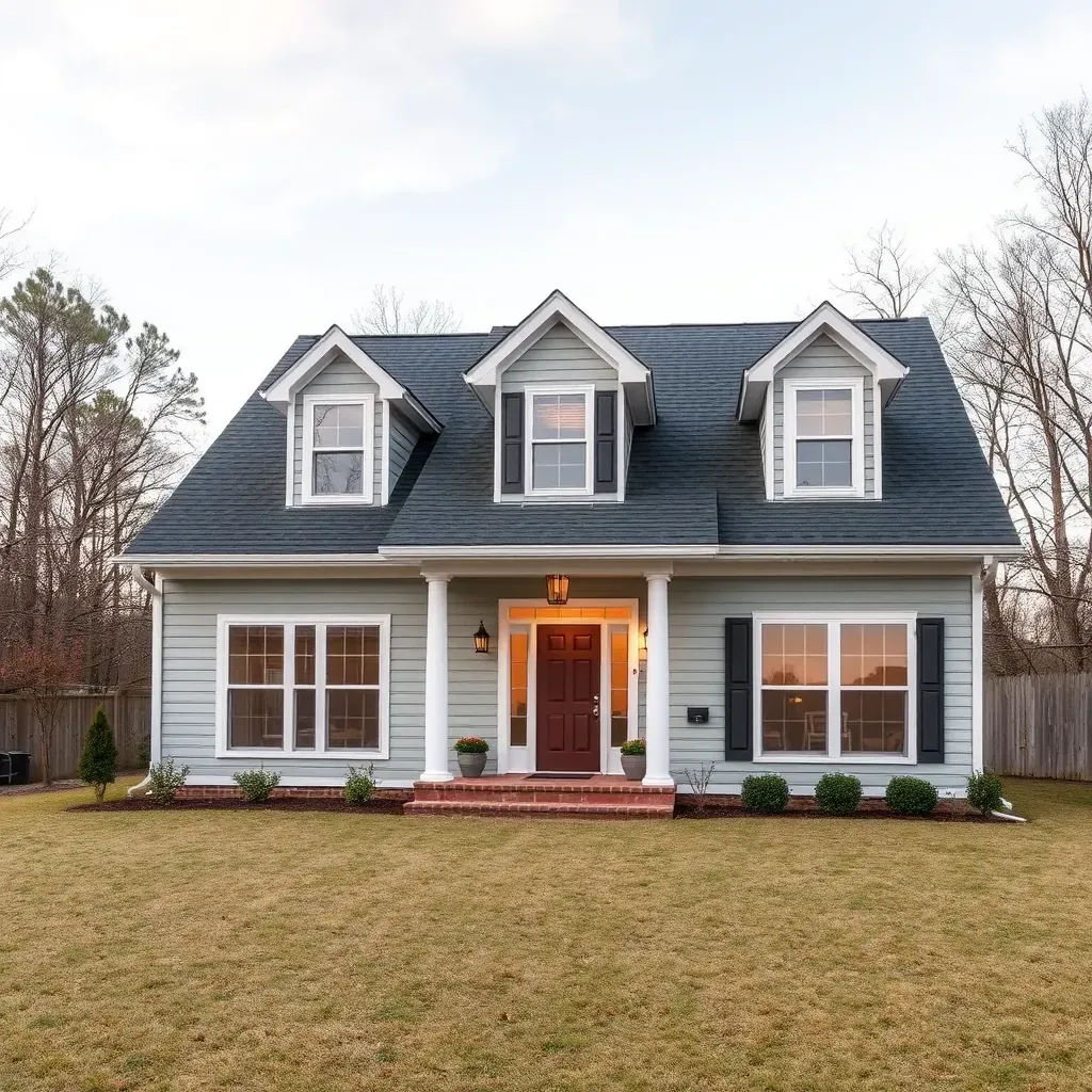 Renovated suburban home in Youngsville, NC with fresh paint, updated windows, landscaped yard, and organized renovation tools.