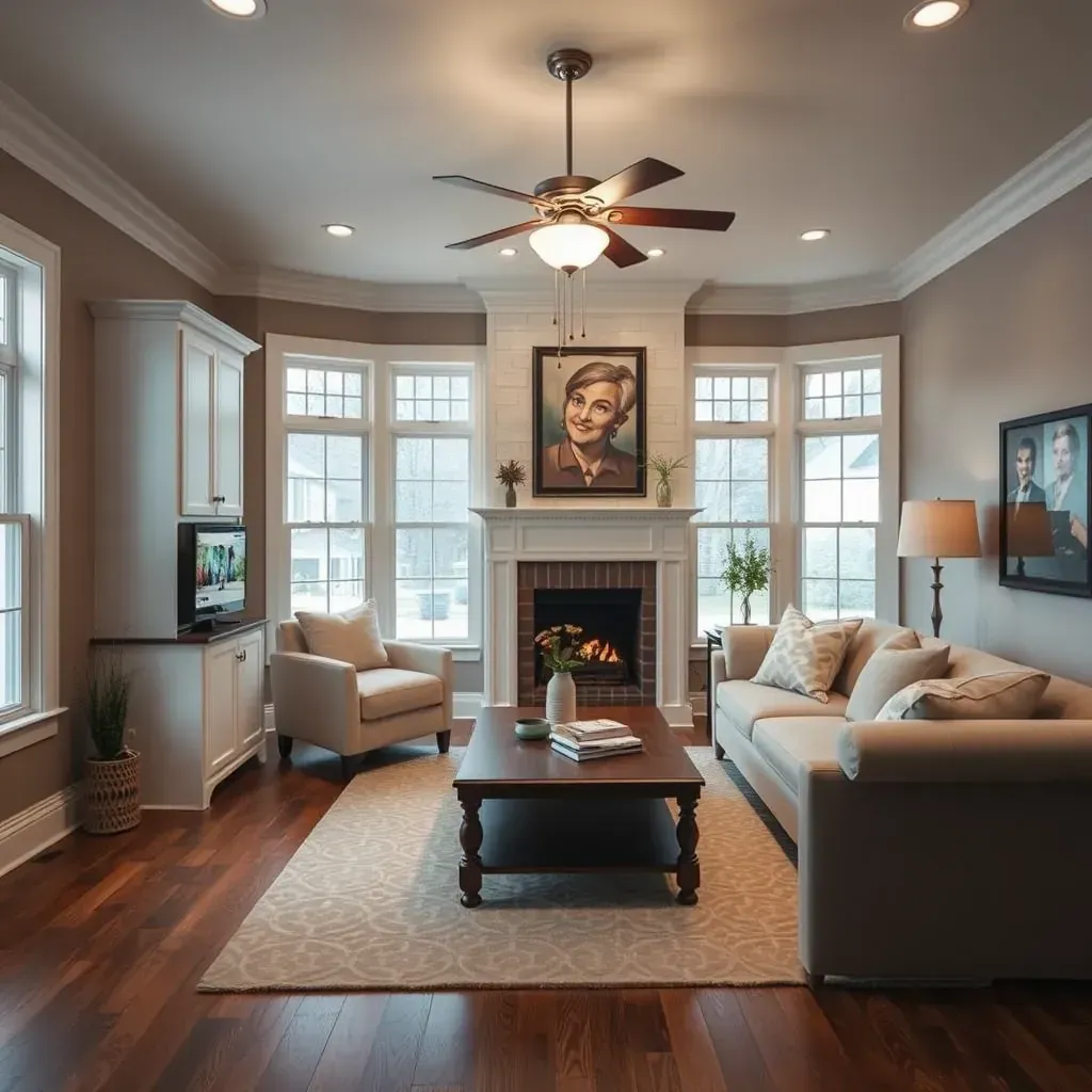 Restored farmhouse-style home in Middlesex, NC, with neutral siding, white trim, lush landscaping, and renovation equipment.