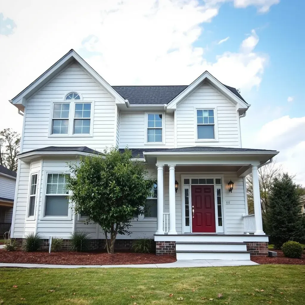 Charming Smithfield, NC home undergoing renovation with new siding, landscaping, scaffolding, and remodeling progress.