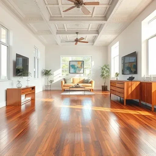 Water damage restoration in Archer Lodge NC shows a clean, dried, and repaired living room with polished floors and bright, inviting atmosphere.