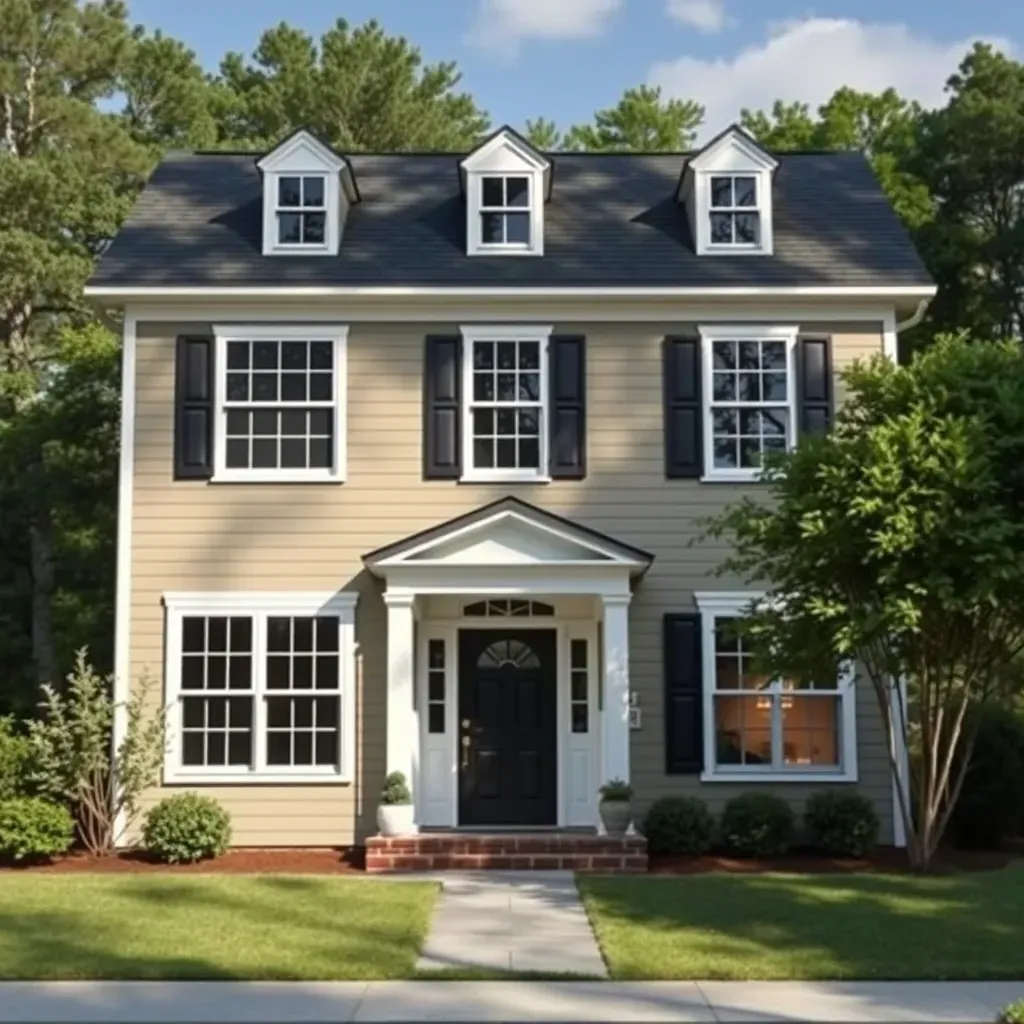 Partial home renovation in Carrboro, NC, featuring new siding, scaffolding, and landscaped yard during remodeling.