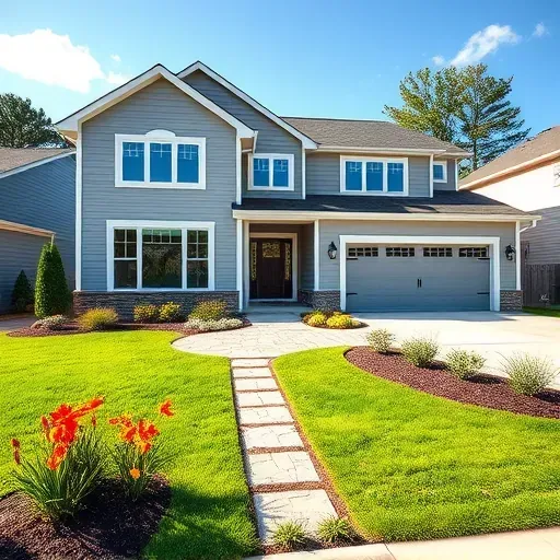 Stunning Benson, NC home exterior after renovation with modern siding, large windows, lush landscaping, and a clean driveway.