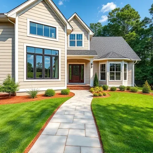 Renovated Archer Lodge home with modern siding, landscaped yard, stylish porch, and lush greenery in a peaceful neighborhood.