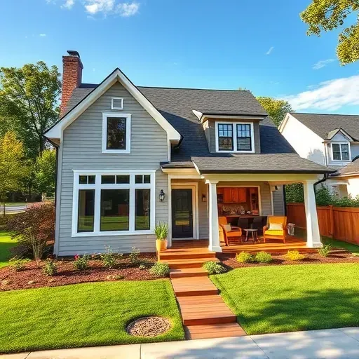 Stunning Cary, NC home with modern exterior, lush landscaping, spacious interior, high-end finishes, and inviting outdoor porch.