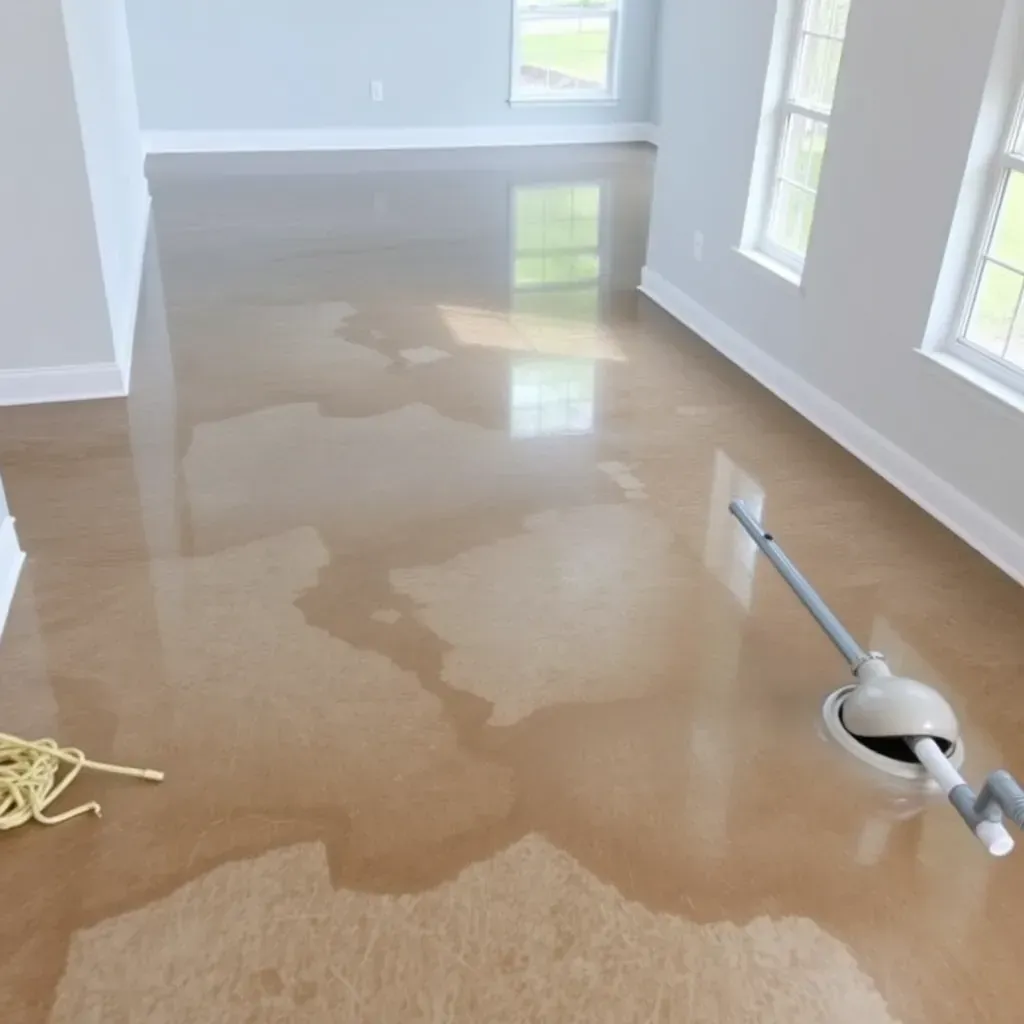 Water damage in a Hillsborough, NC home showing wet floors, mold growth, drying equipment, and restoration tools.