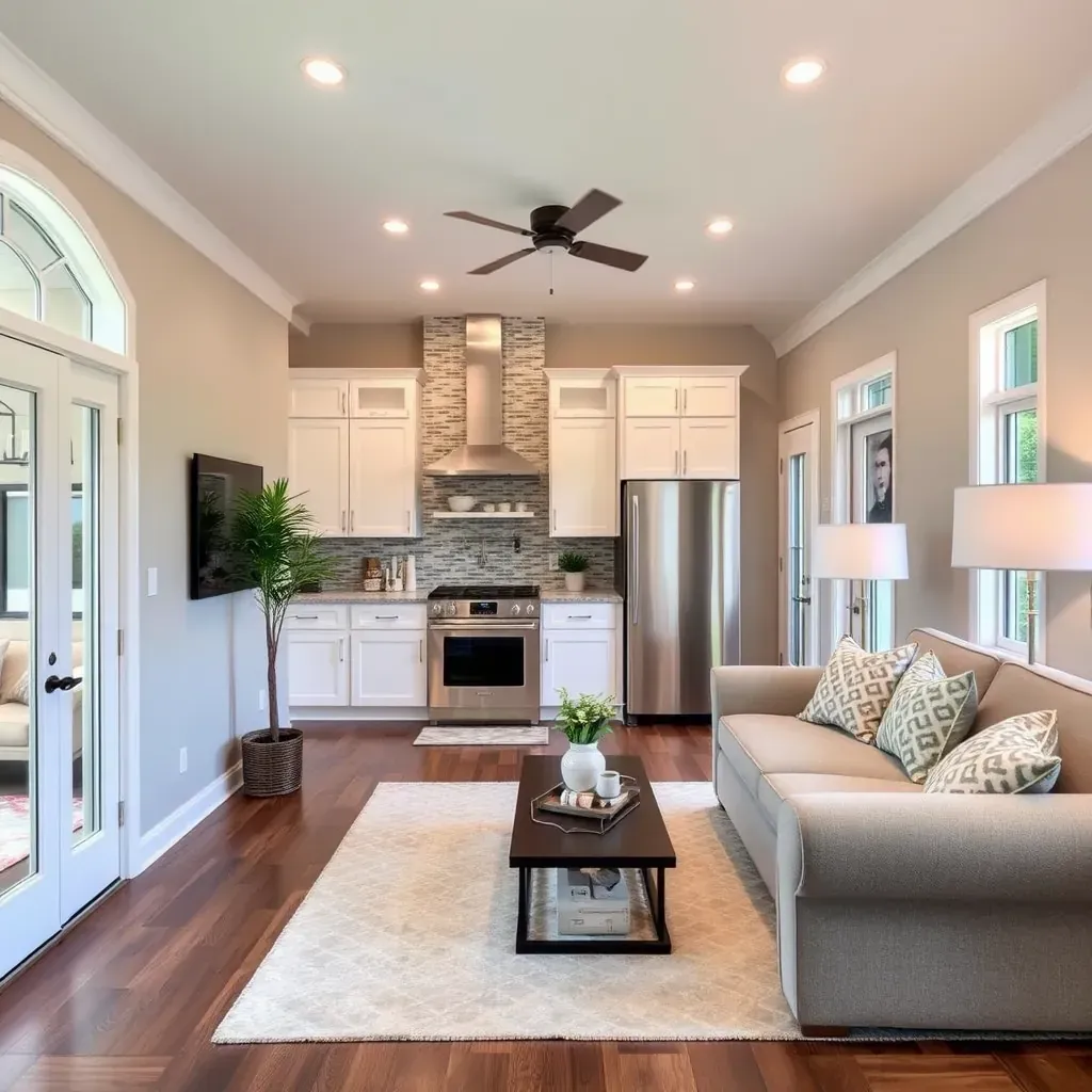 Sunlit Morrisville home with fresh siding, stone accents, energy-efficient windows, landscaped yard, and renovation tools.