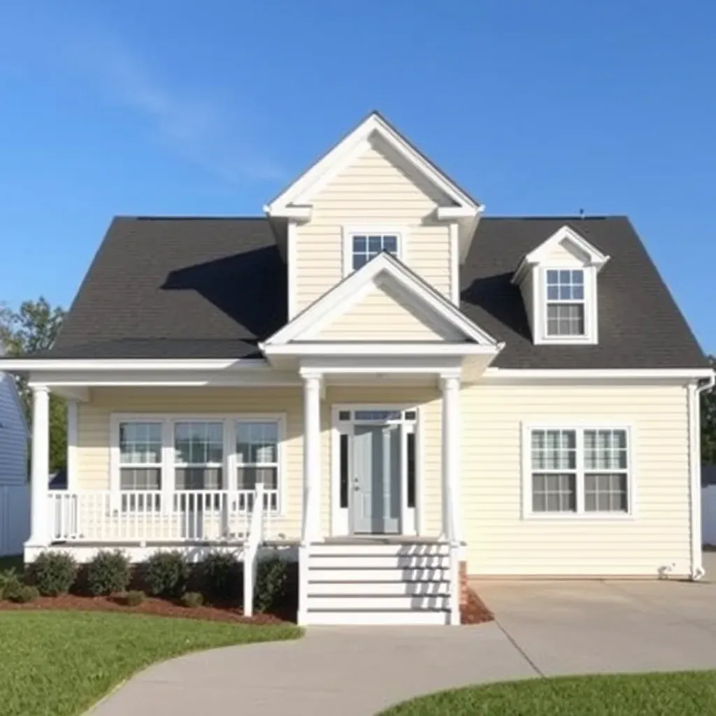 Restored Southern-style home porch in Oxford, NC with fresh siding, white trim, lush landscaping, and inviting seating effects.