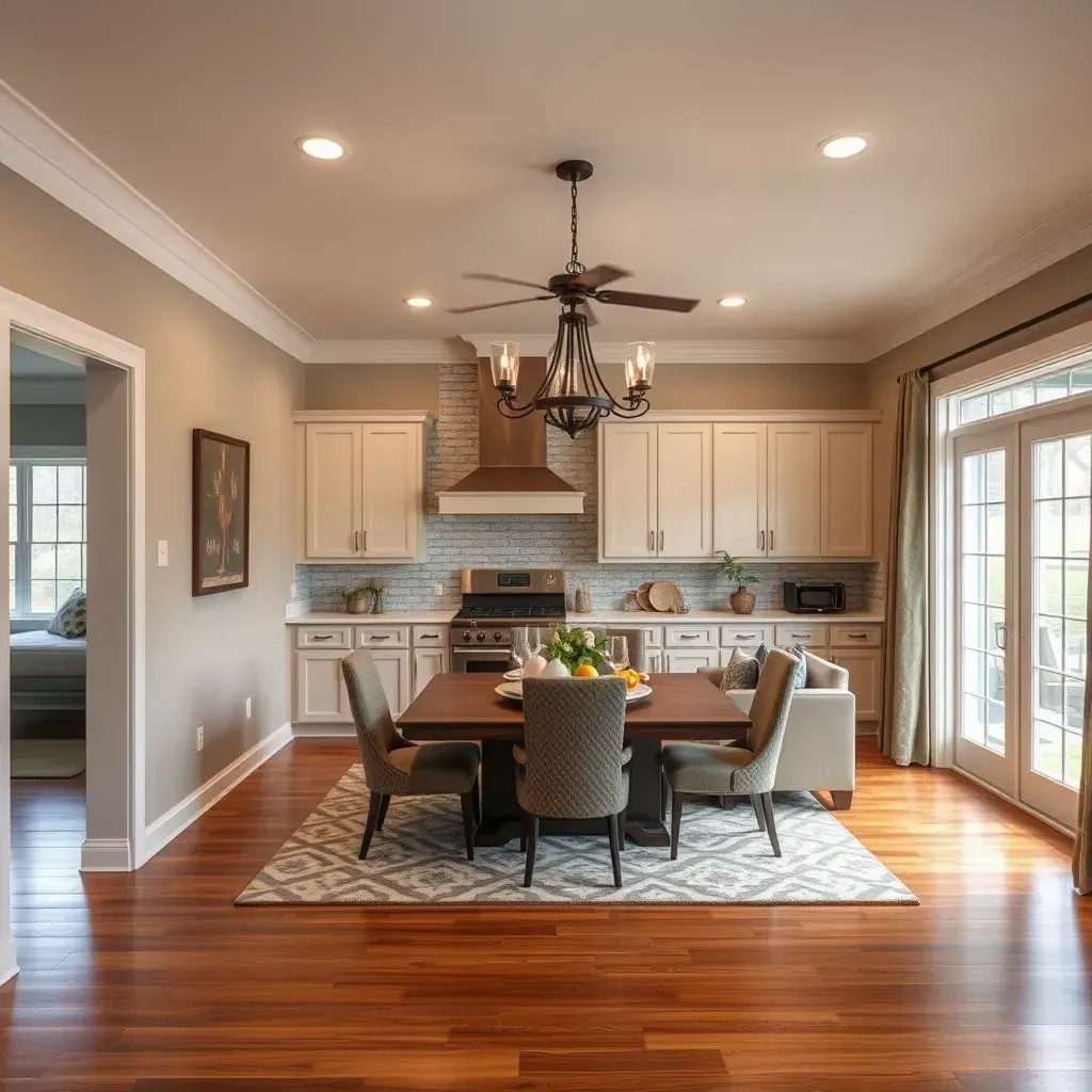 Home Restoration & Remodeling in Youngsville, NC, showcasing a renovated kitchen with modern appliances and new hardwood floors.