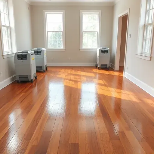 Restored Benson, NC interior with hardwood floors, fresh paint, drying equipment, and clean, organized space.