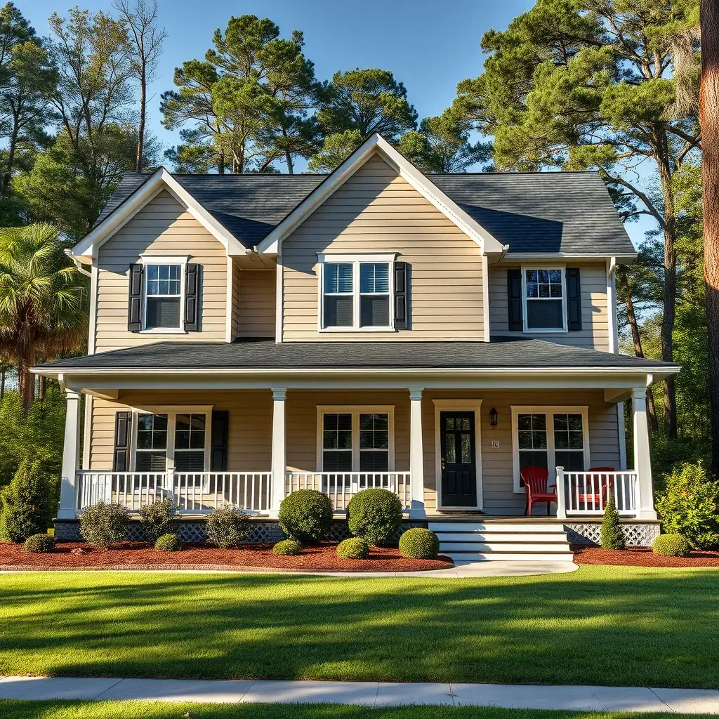 Home renovation in Benson, NC showing a partially remodeled house, tools, lumber, and construction details in sunny weather.